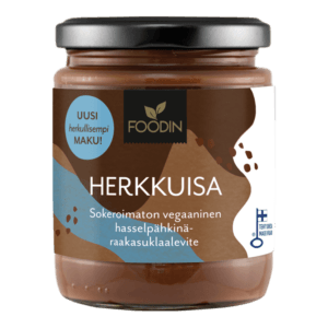 Herkkuisa - Sokeroimaton hasselpähkinä-raakasuklaalevite 230g uusi pakkaus