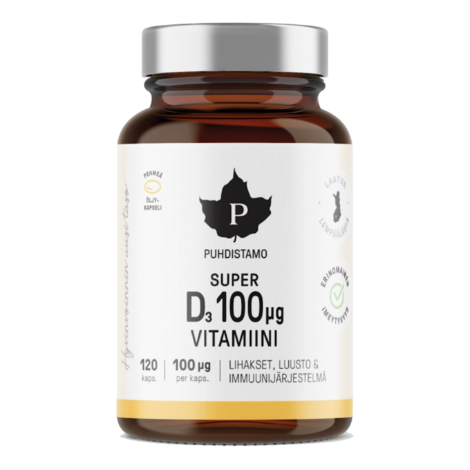Super D-vitamiini 100 μg 120 kaps. uusi pakkaus