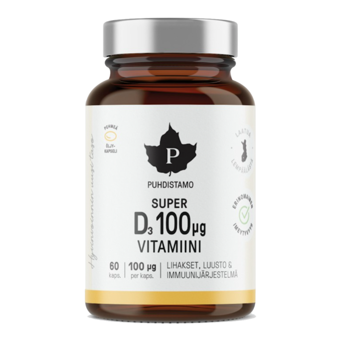 Super D-vitamiini 100 μg 60 kaps. uusi pakkaus