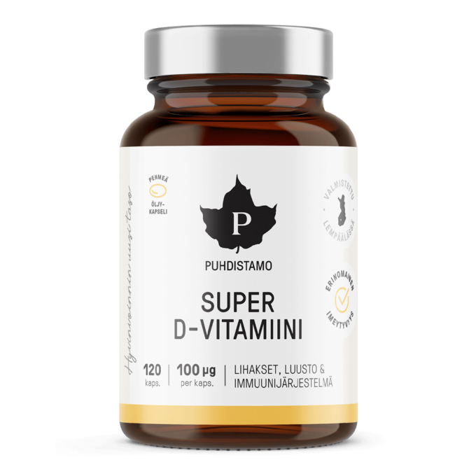 Super D-vitamiini 120 kaps. pakkaus