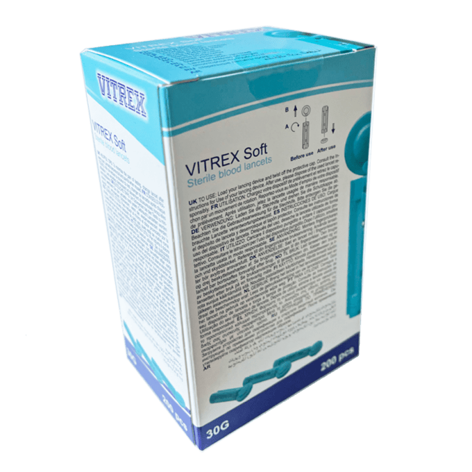 Vitrex Soft lansetti 30G x 0,31mm, 200 kpl/pkt pakkaus