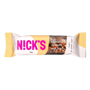 Nick's almond crunch nut bar 40g uusi pakkaus