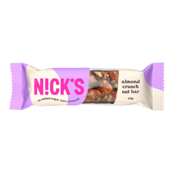 Nick's almond crunch nut bar 40g uusi pakkaus