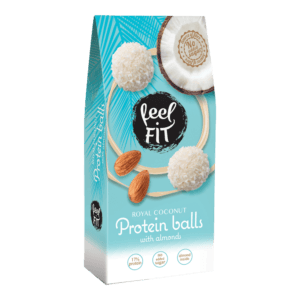 Feelfit kookos-manteliproteiinipallo 63g pakkaus