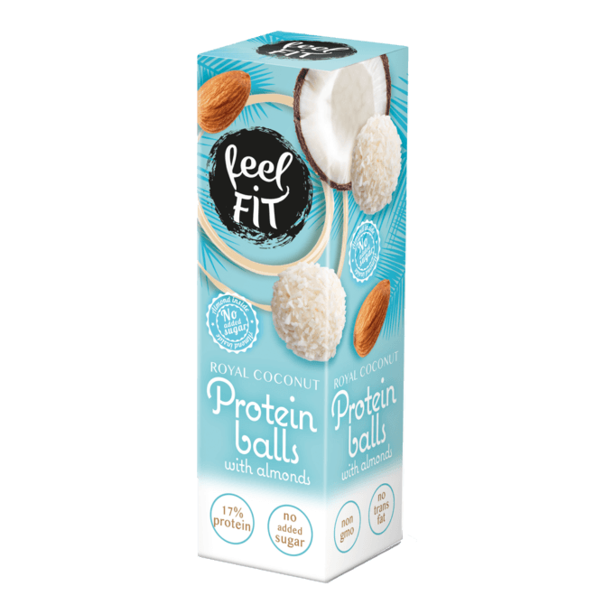 Feel FIT kookos-manteliproteiinipallo 27g pakkaus