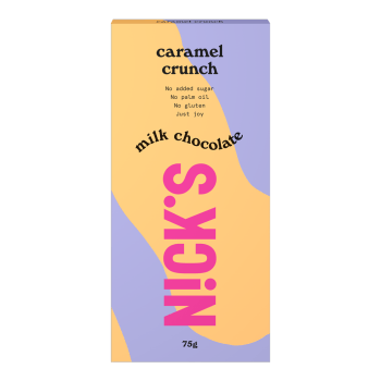 Nick's Milk chocolate & caramel crunch 75g pakkaus
