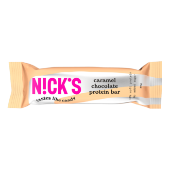 Nick's caramel chocolate protein bar 50g pakkaus