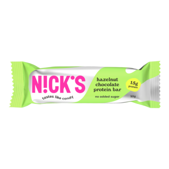 Nick's hazelnut chocolate protein bar 50g uusi pakkaus