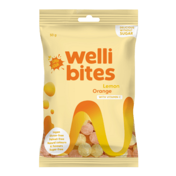 Wellibites Super Sour Sitruuna & Appelsiini 50g pakkaus
