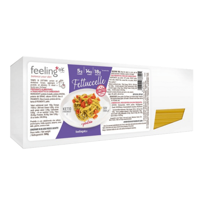 Fettuccelle pasta +Protein 500g pakkaus