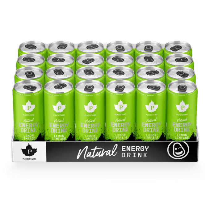 24kpl Natural Energy Drink - Lemon Limeade ​​​​​​​Strong 330 ml lavapakkaus