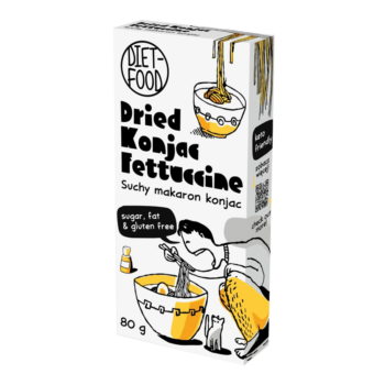 Kuiva shirataki-konjak-pasta fettucine 80g pakkaus