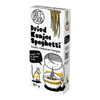 Kuiva shirataki-konjak-pasta spagetti 80g pakkaus