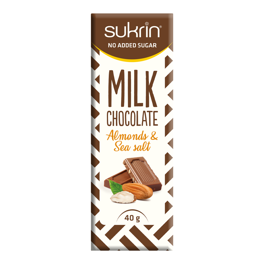 Sukrin Maitosuklaa - Manteli-Merisuola 40g pakkaus Sukrin Maitosuklaa - Manteli-Merisuola 40g pakkaus