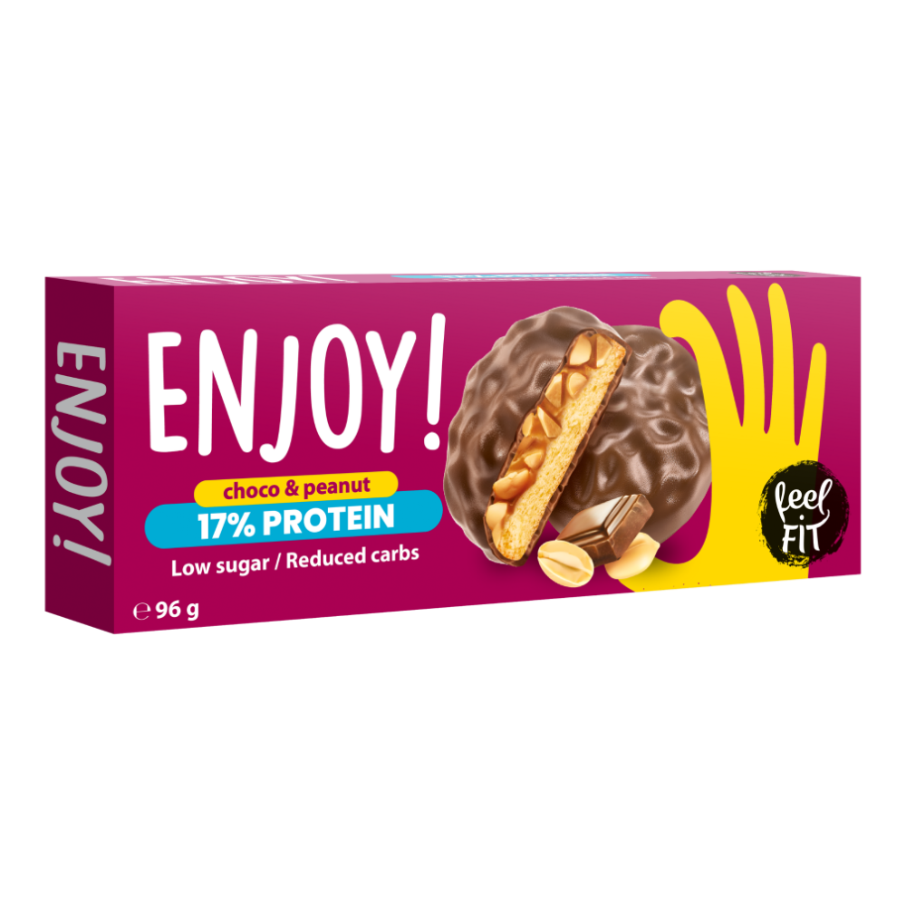 enjoy-choco-peanut2 Feel FIT Enjoy! Choco & Peanut -proteiinikeksit 96g - Image 1